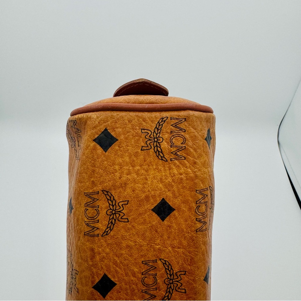 MCM Tan Leather Small Boston Bag in Visetos - Picture 7 of 12